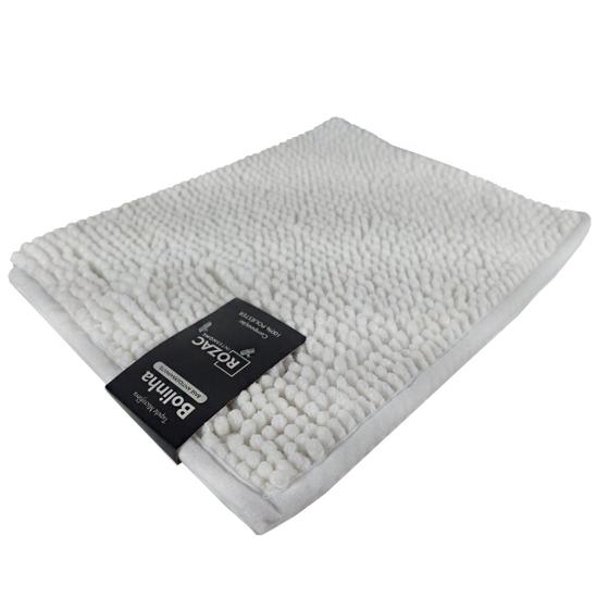 Tapete para Banheiro Bolinha Microfibra Branco 38x58 - Rozac